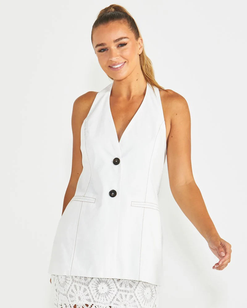 Seville White Halter Vest