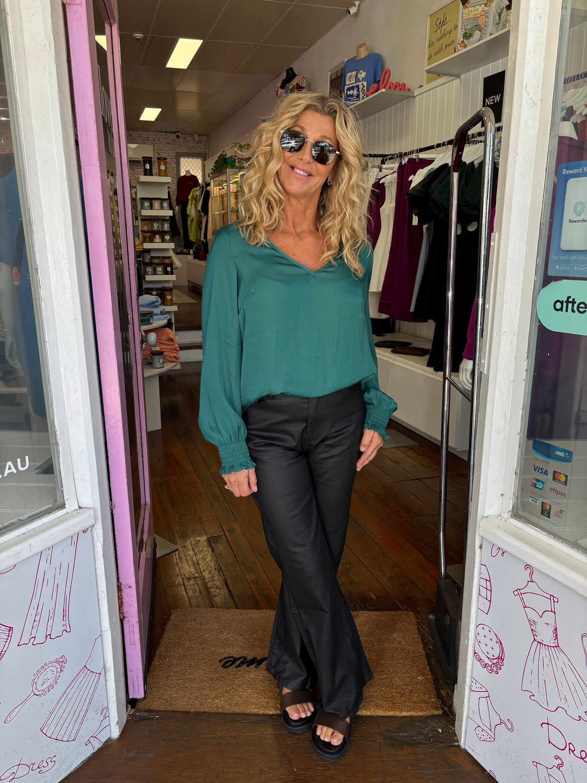 Pippa Emerald V Neck Top