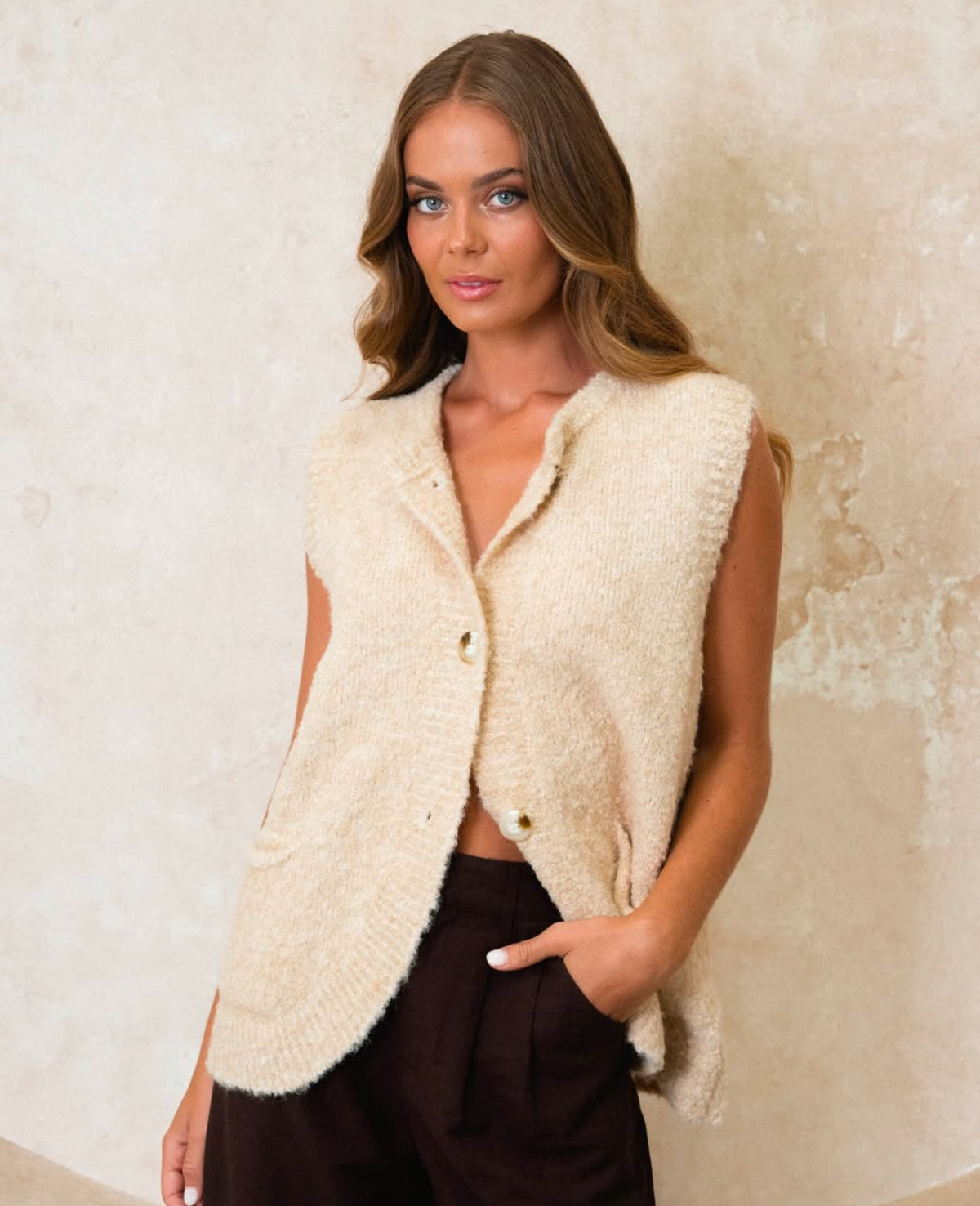 Amelia Beige Knit Vest