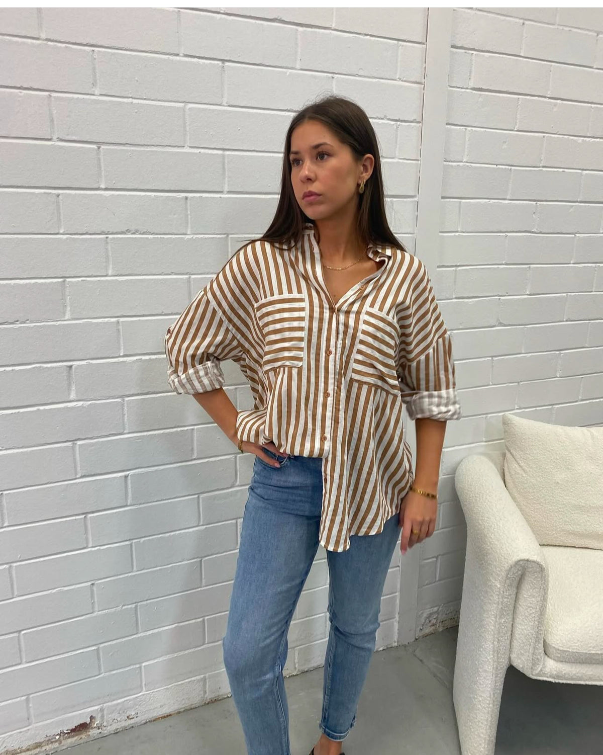 Demi Tan Stripe Shirt