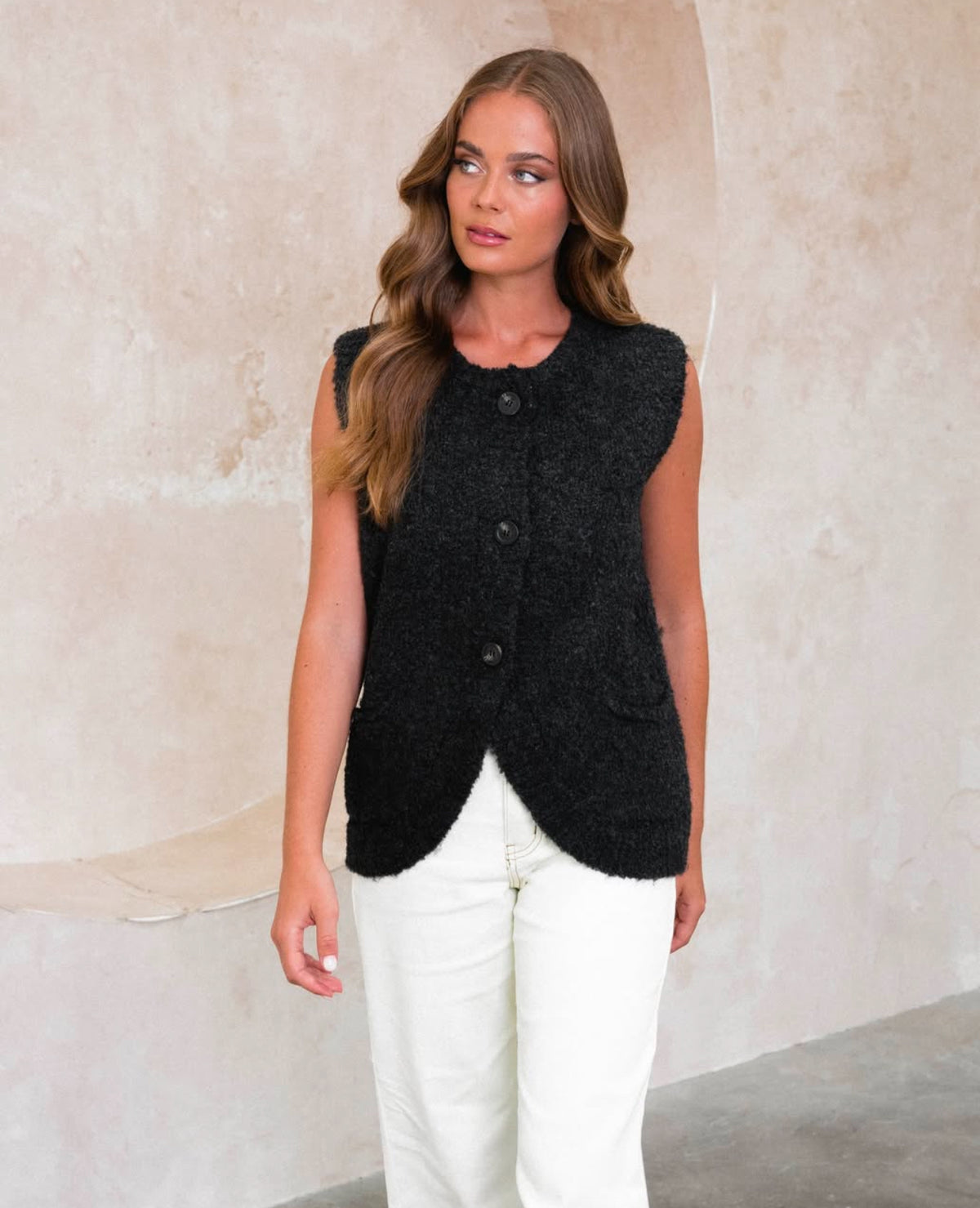 Amelia Black Knit Vest